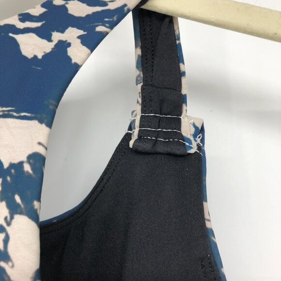Lolë blue white swirl high  impact sports bra women’s LG *shortened straps* - Picture 10 of 14